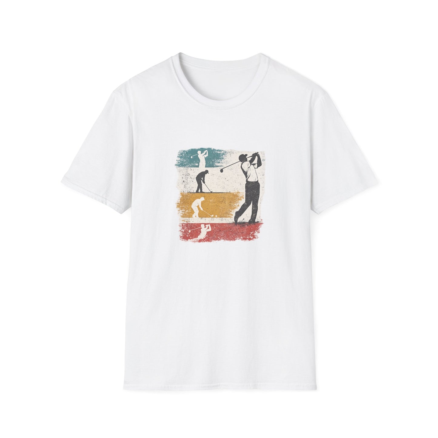 Bílé tričko s retro potiskem golfistů