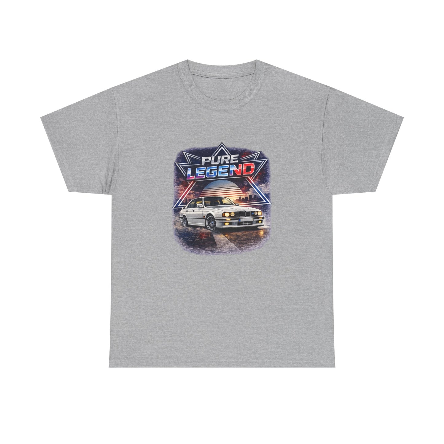 Šedé tričko s potiskem BMW E34 v retro stylu