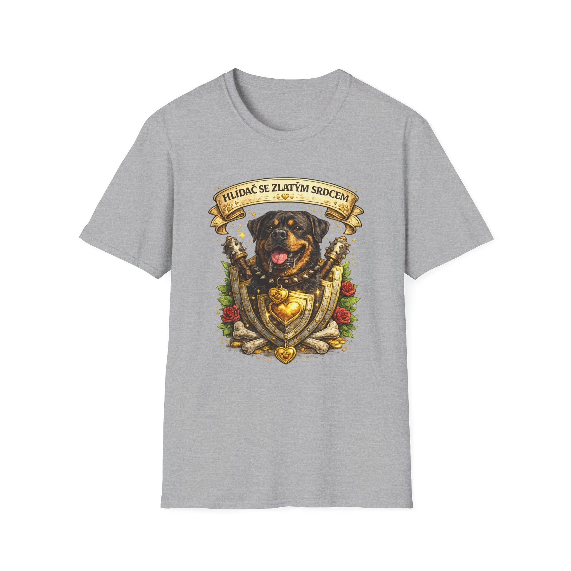Rottweiler, hlídač se zlatým srdcem — tričko v barvě Sport Grey
