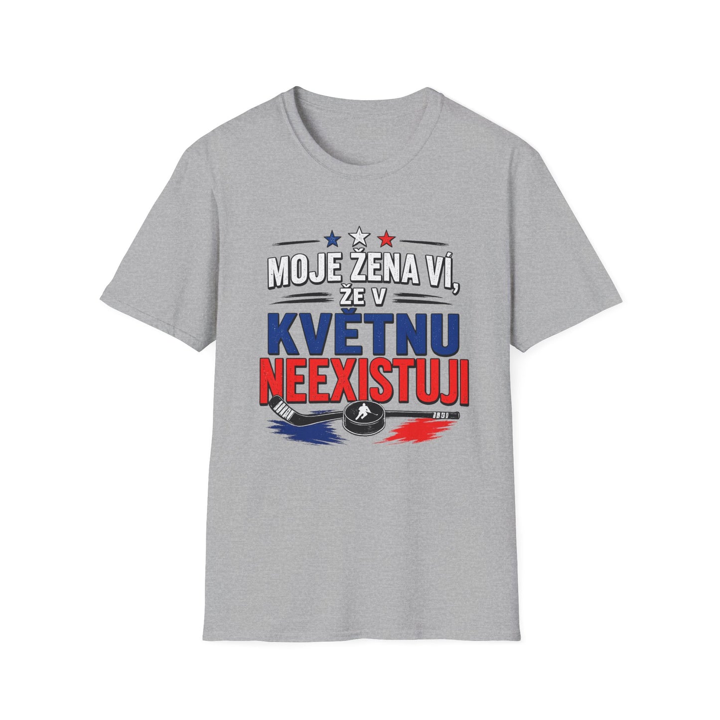 Moje žena ví, že v květnu neexistuji – vtipné hokejové tričko | dárek pro fanouška | český hokej MS