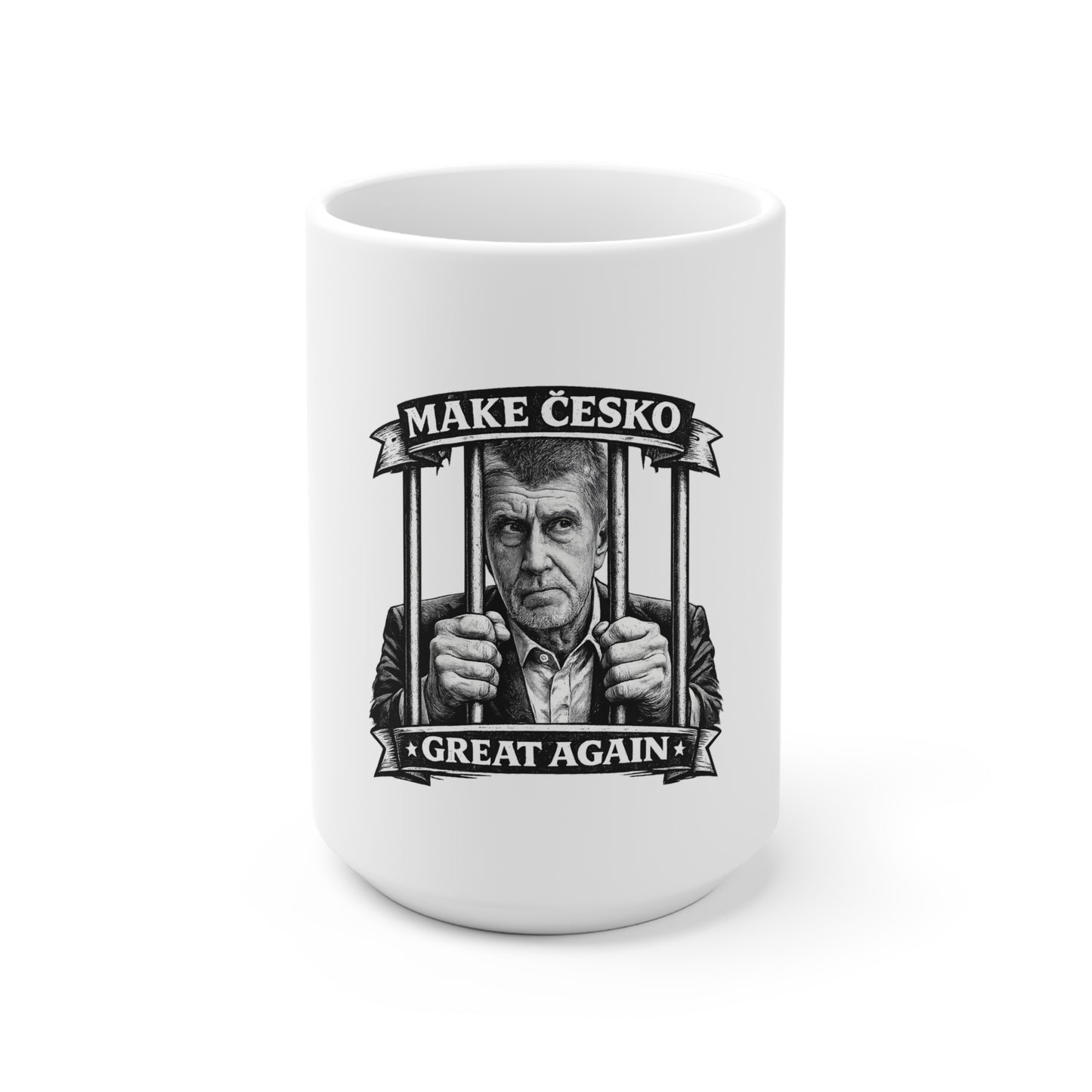 Bílý keramický hrnek s nápisem Make Česko Great Again