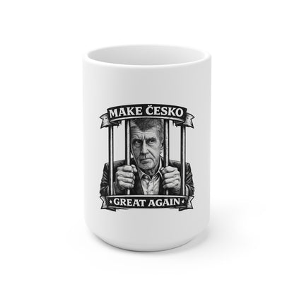 Bílý keramický hrnek s nápisem Make Česko Great Again
