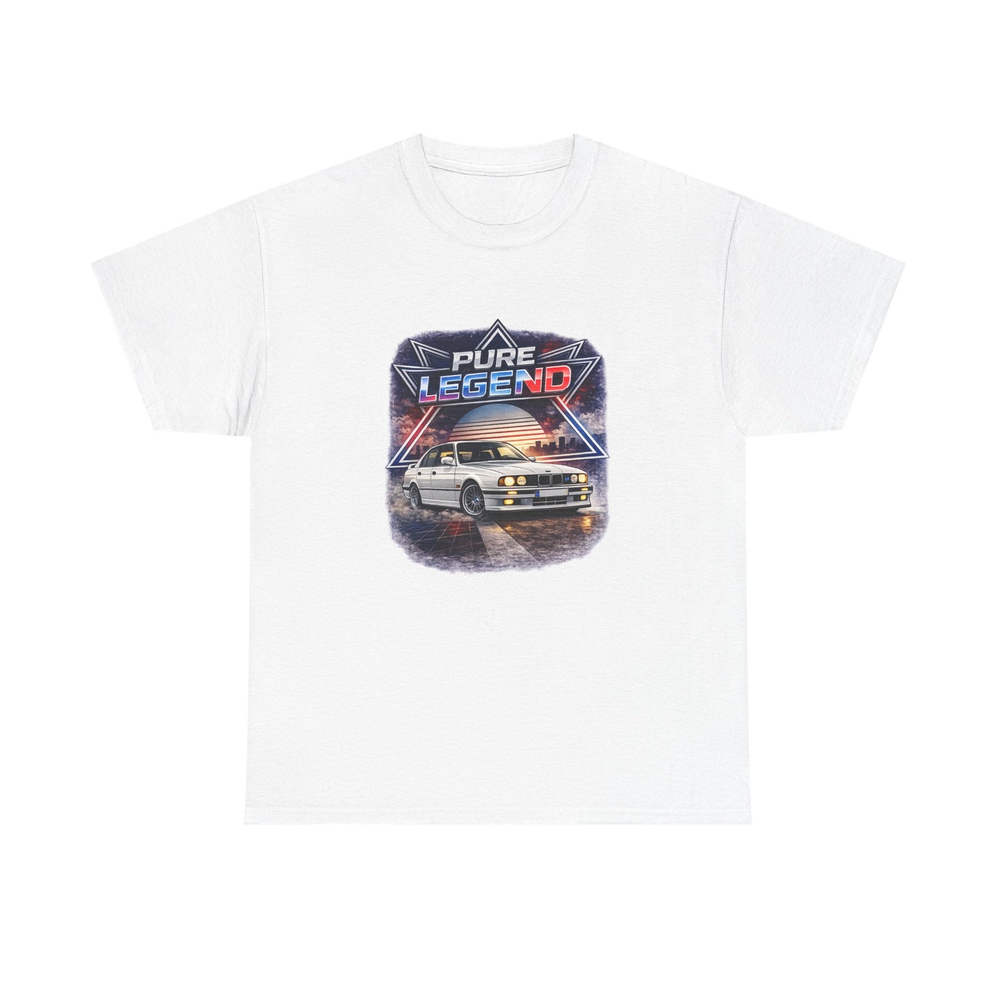 Bílé tričko s retro potiskem Pure Legend a BMW E34