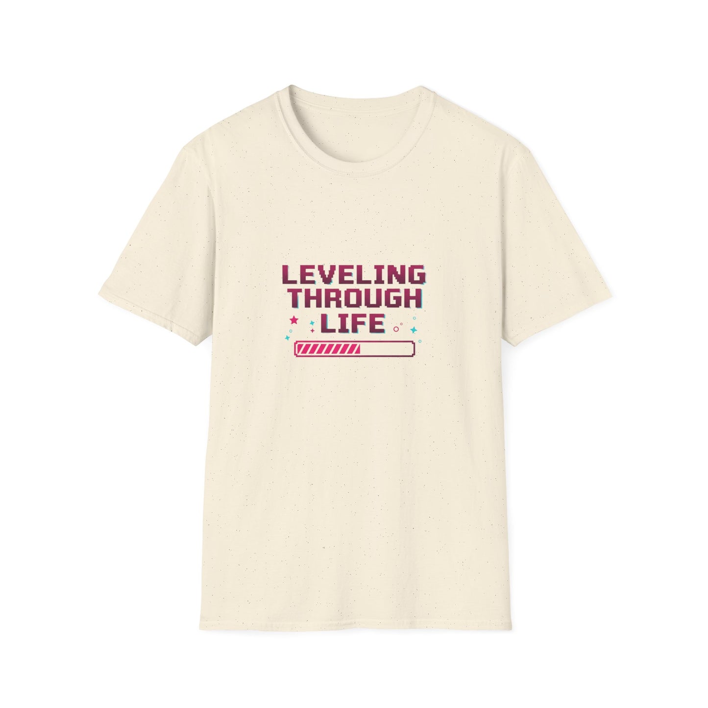 Leveling through life — tričko v barvě Natural