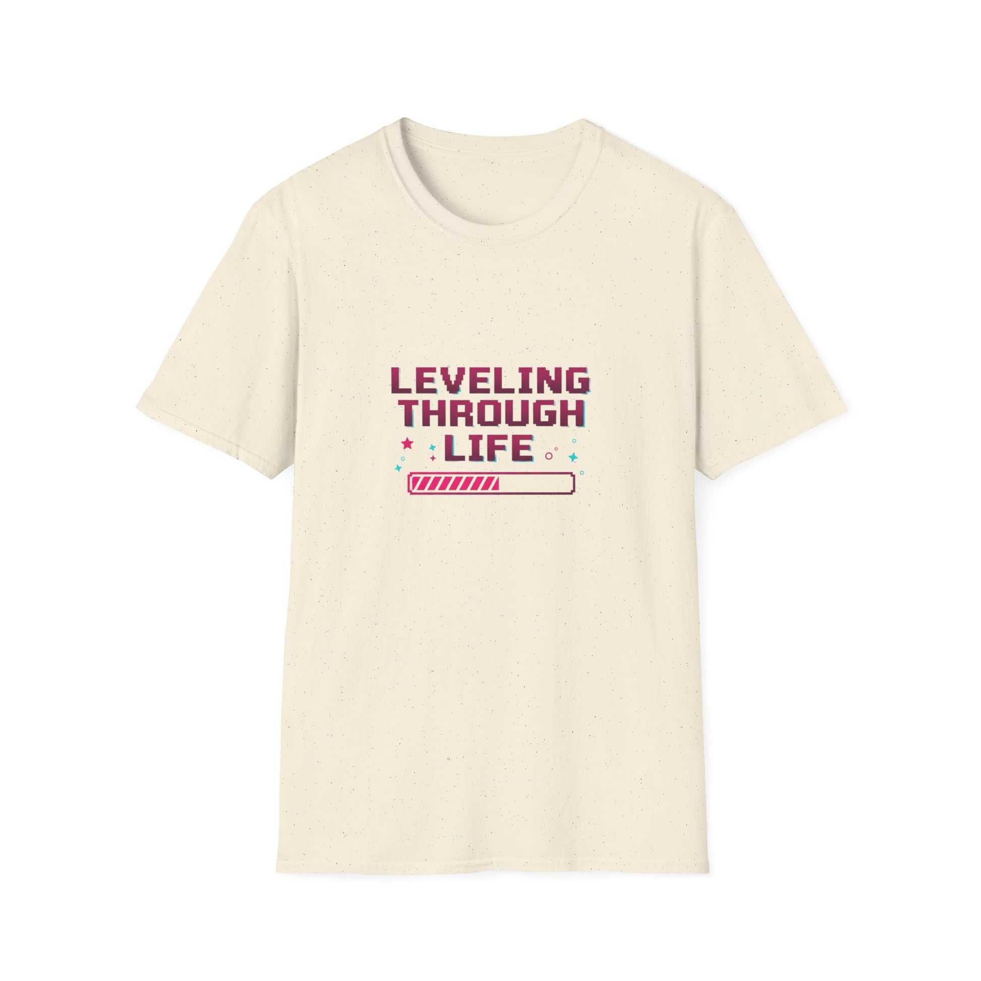 Leveling through life — tričko v barvě Natural