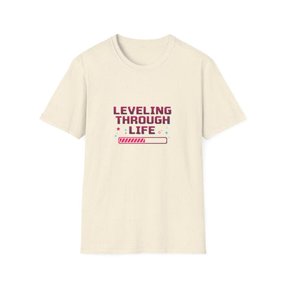 Leveling through life — tričko v barvě Natural