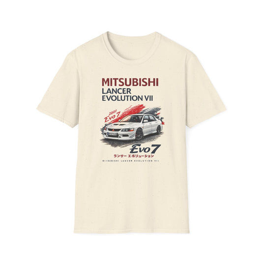 Béžové tričko s potiskem Mitsubishi Lancer Evo
