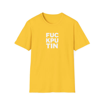 Žluté tričko s bílým nápisem Fuckputin