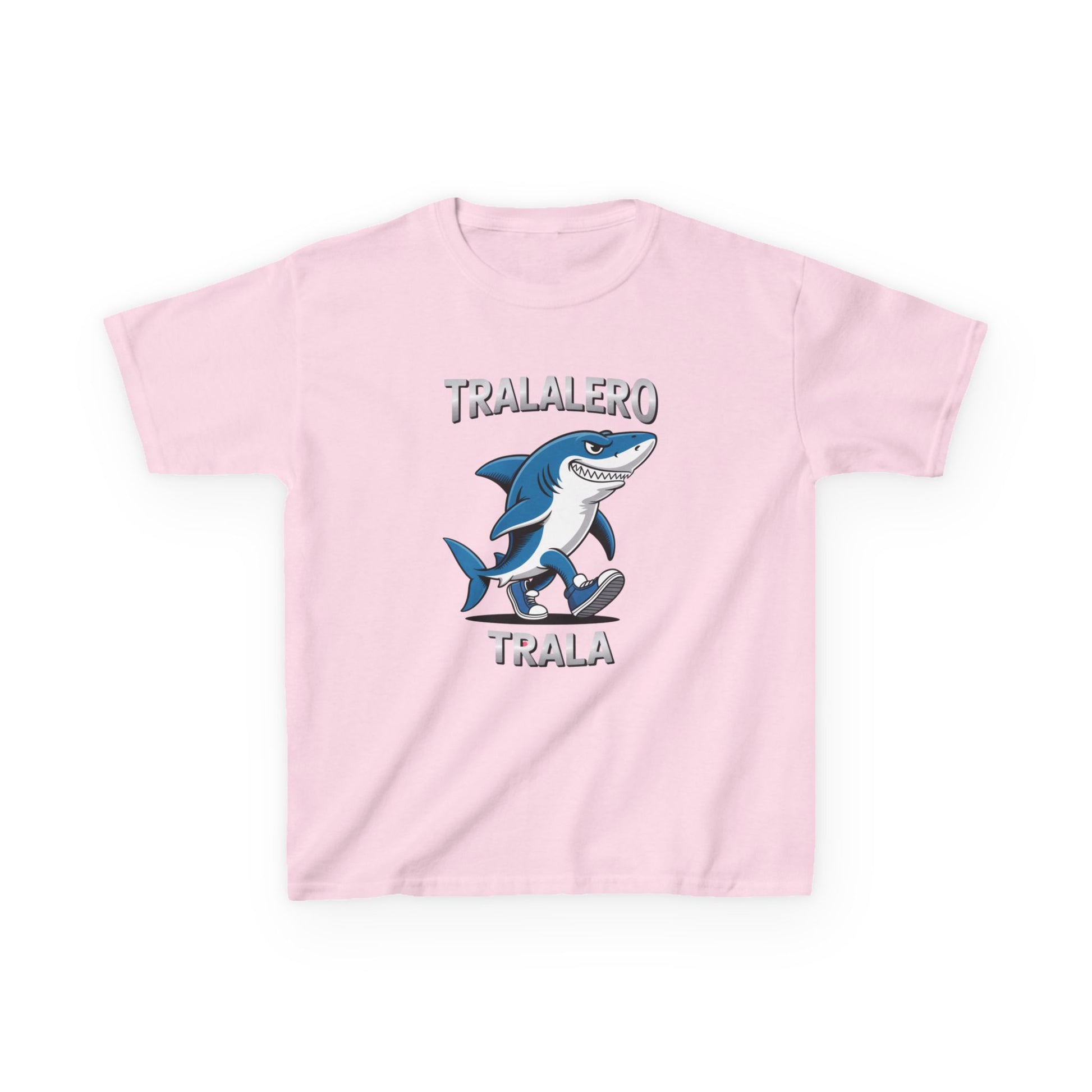 Dětské růžové tričko s kresleným žralokem Tralalero Tralala