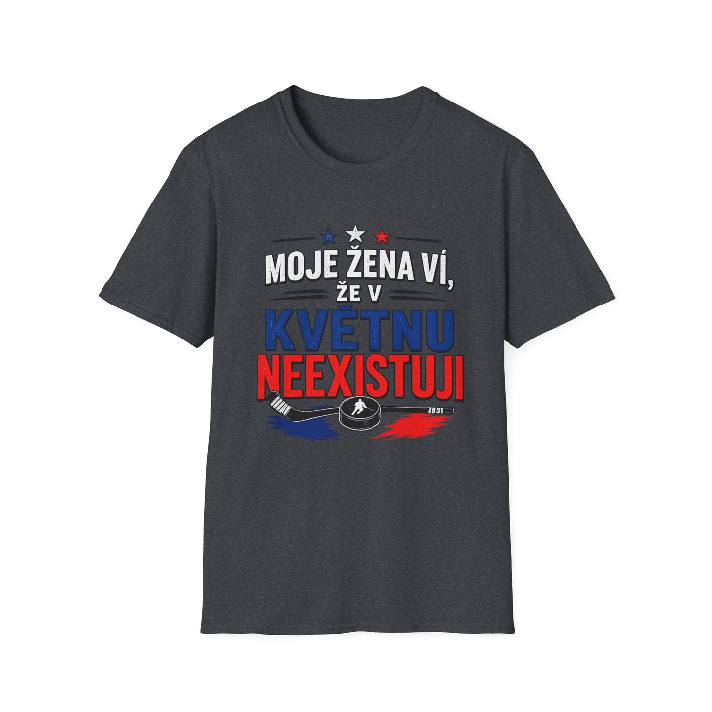 Moje žena ví, že v květnu neexistuji – vtipné hokejové tričko | dárek pro fanouška | český hokej MS