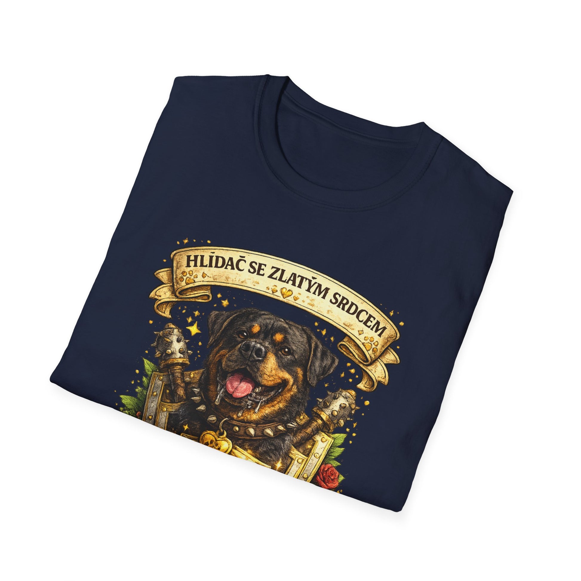 Rottweiler, hlídač se zlatým srdcem — tričko v barvě Dark Chocolate