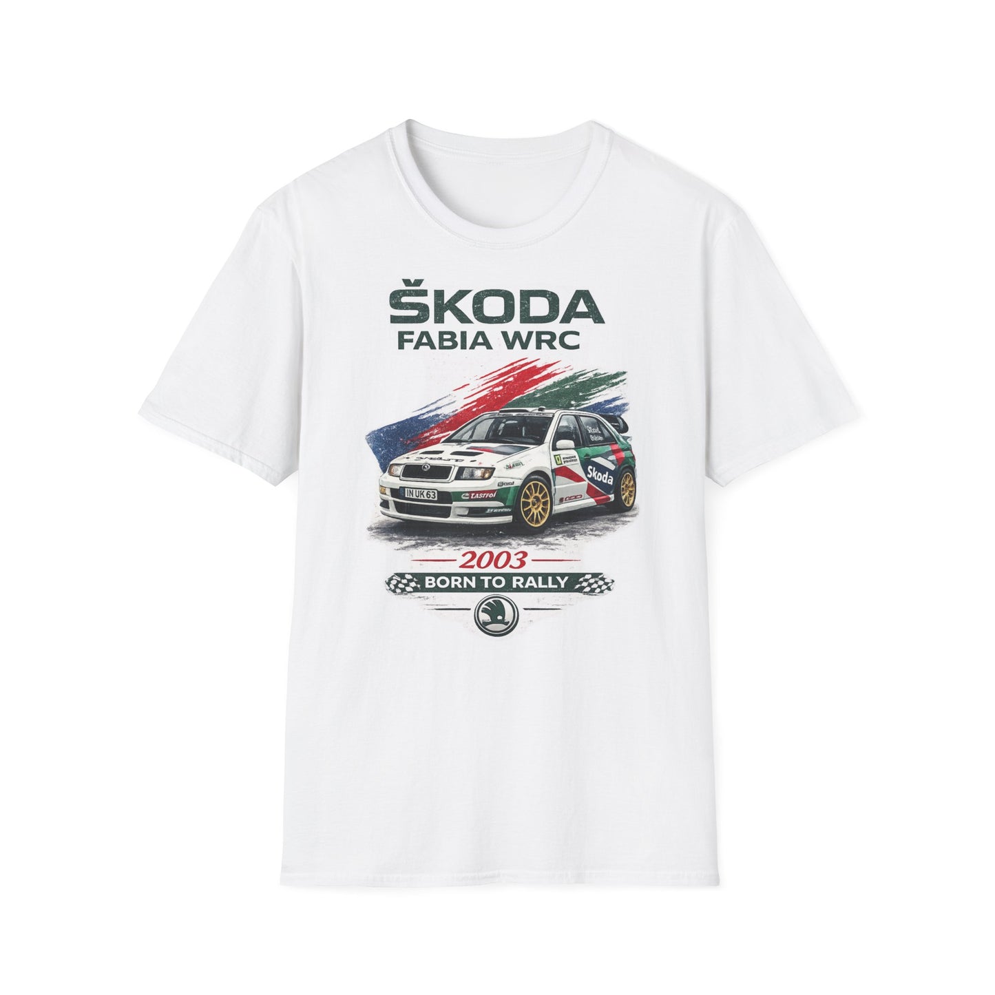 Bílé tričko se Škodou Fabia WRC 2003 Born to Rally