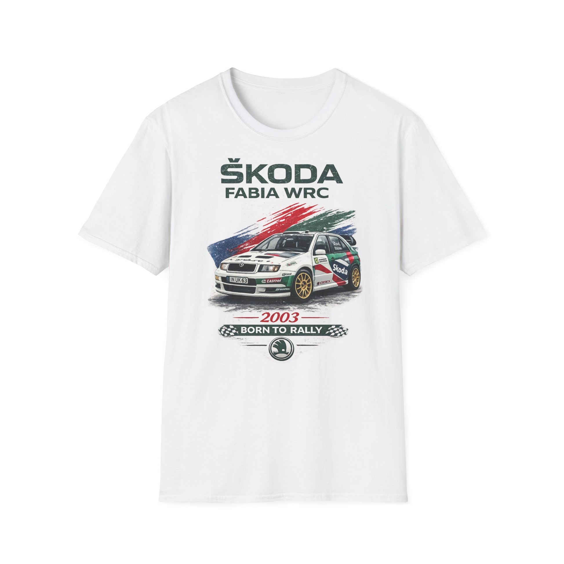 Bílé tričko se Škodou Fabia WRC 2003 Born to Rally