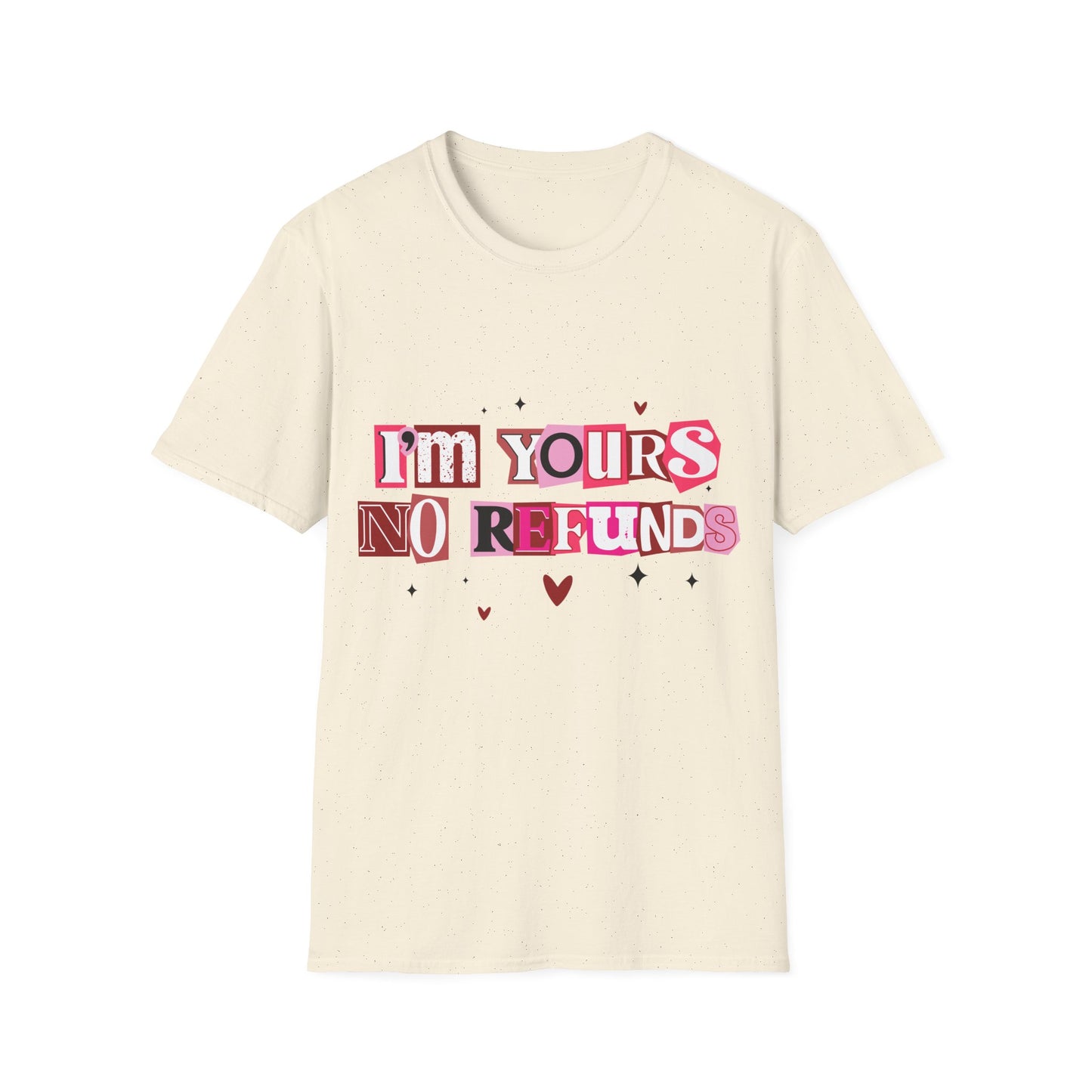 Béžové tričko s růžovým nápisem I'm Yours No Refunds