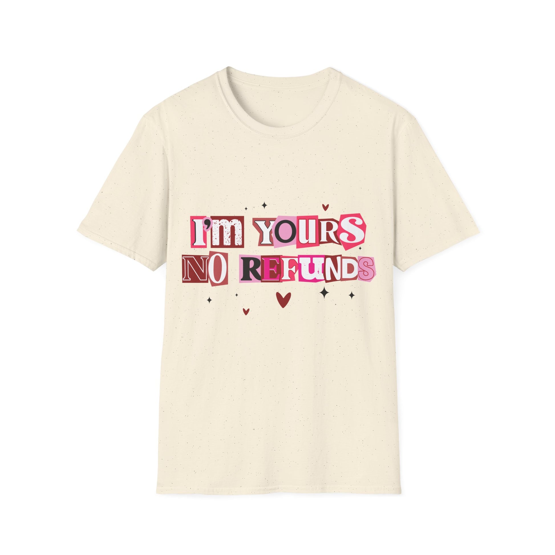 Béžové tričko s růžovým nápisem I'm Yours No Refunds