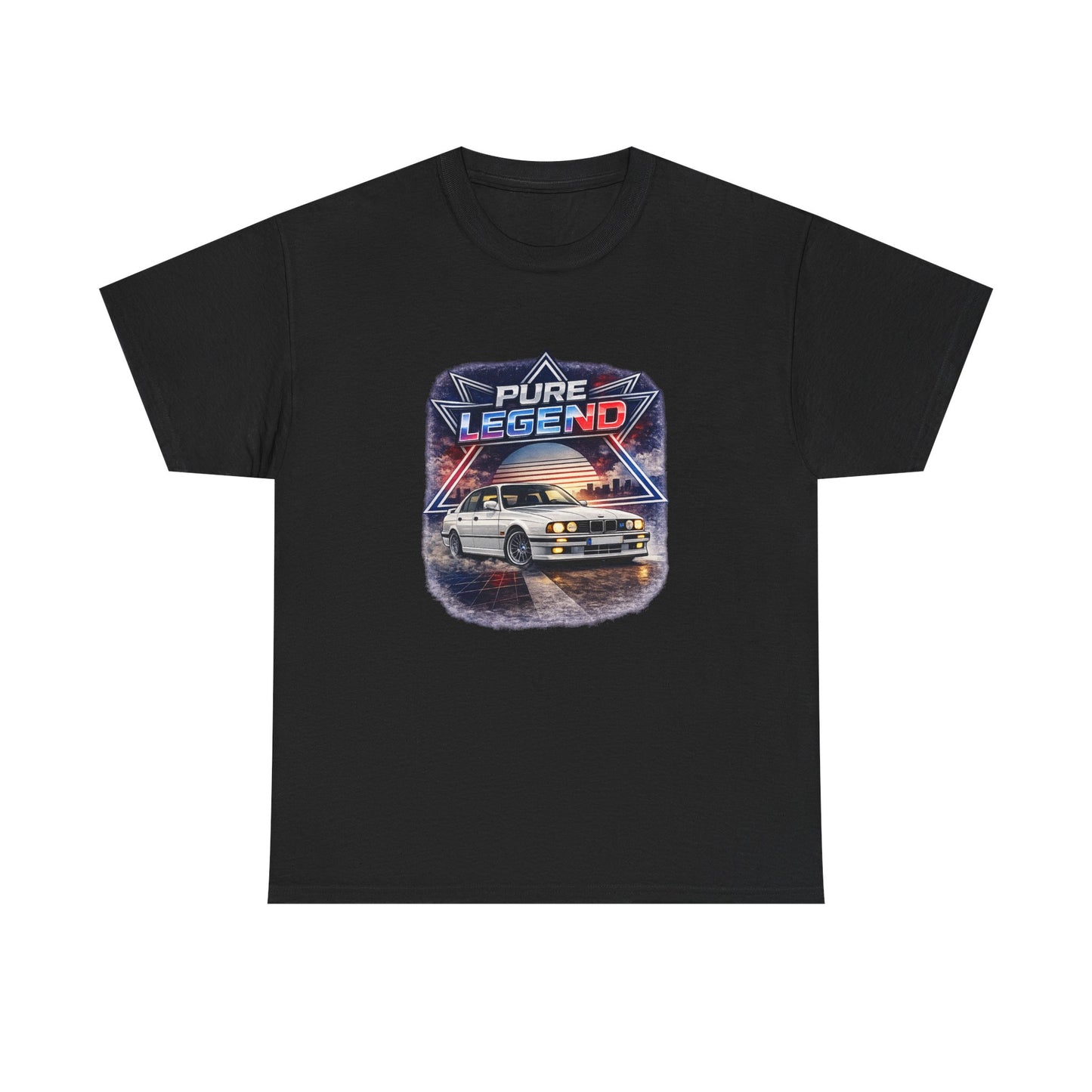 Černé tričko s retro potiskem bílého BMW E34