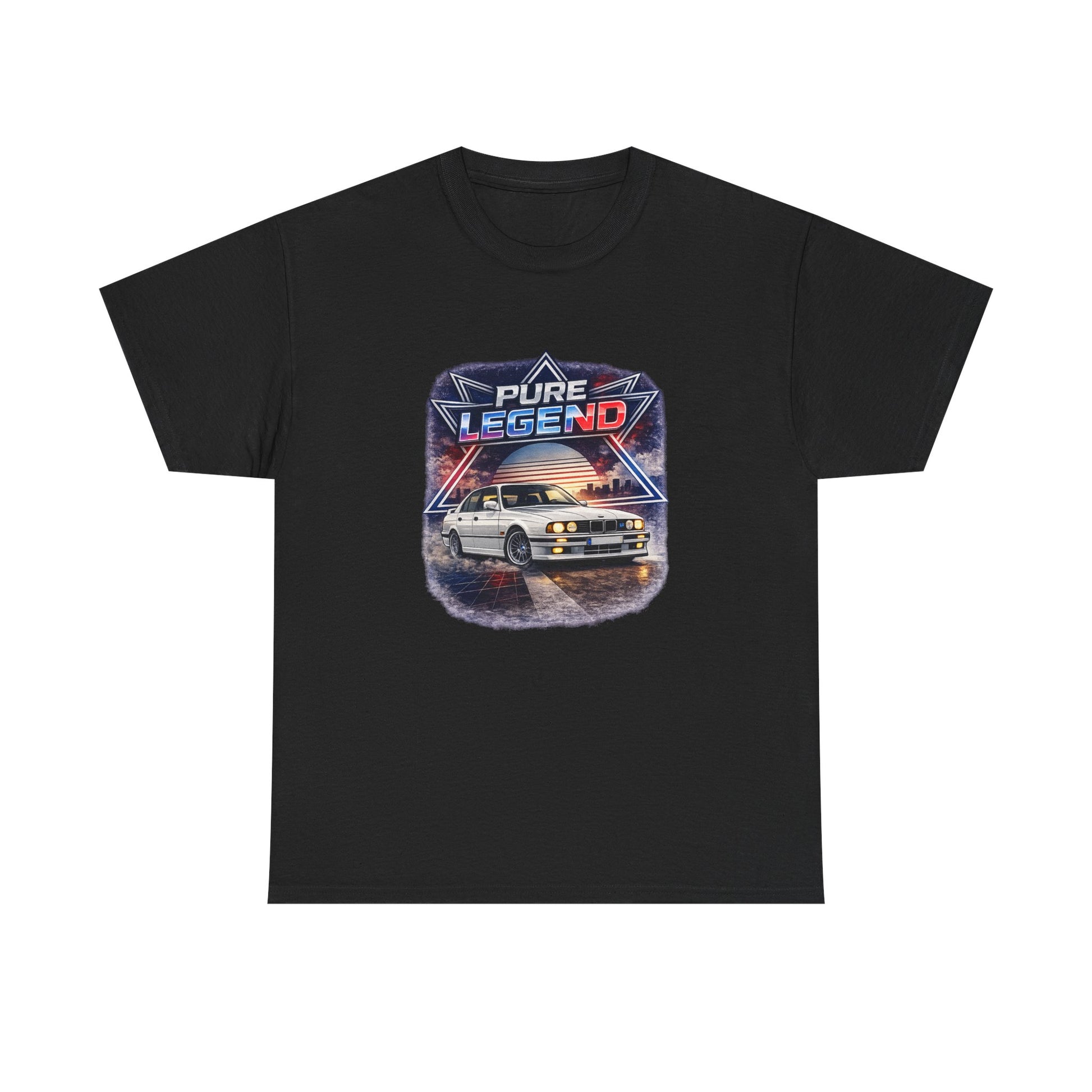 Černé tričko s retro potiskem bílého BMW E34