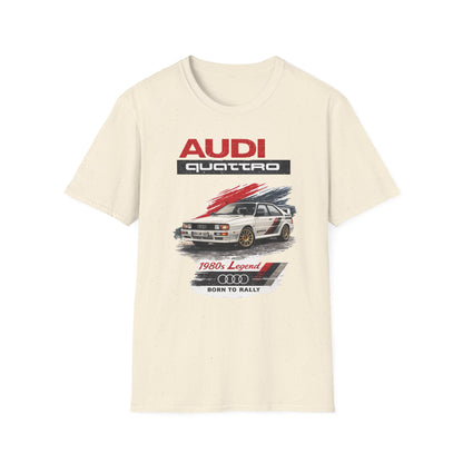 Béžové tričko s rally autem Audi Quattro a nápisem Audi Quattro