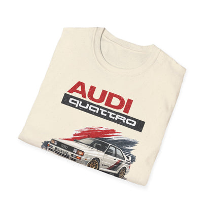 Světle béžové tričko s červeným nápisem AUDI a bílým QUATTRO