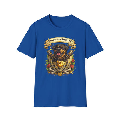 Rottweiler, hlídač se zlatým srdcem — tričko v barvě Dark Chocolate