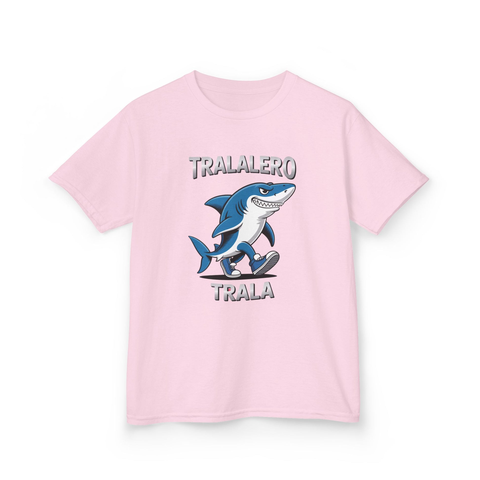 Dětské růžové tričko s kresleným žralokem Tralalero Tralala