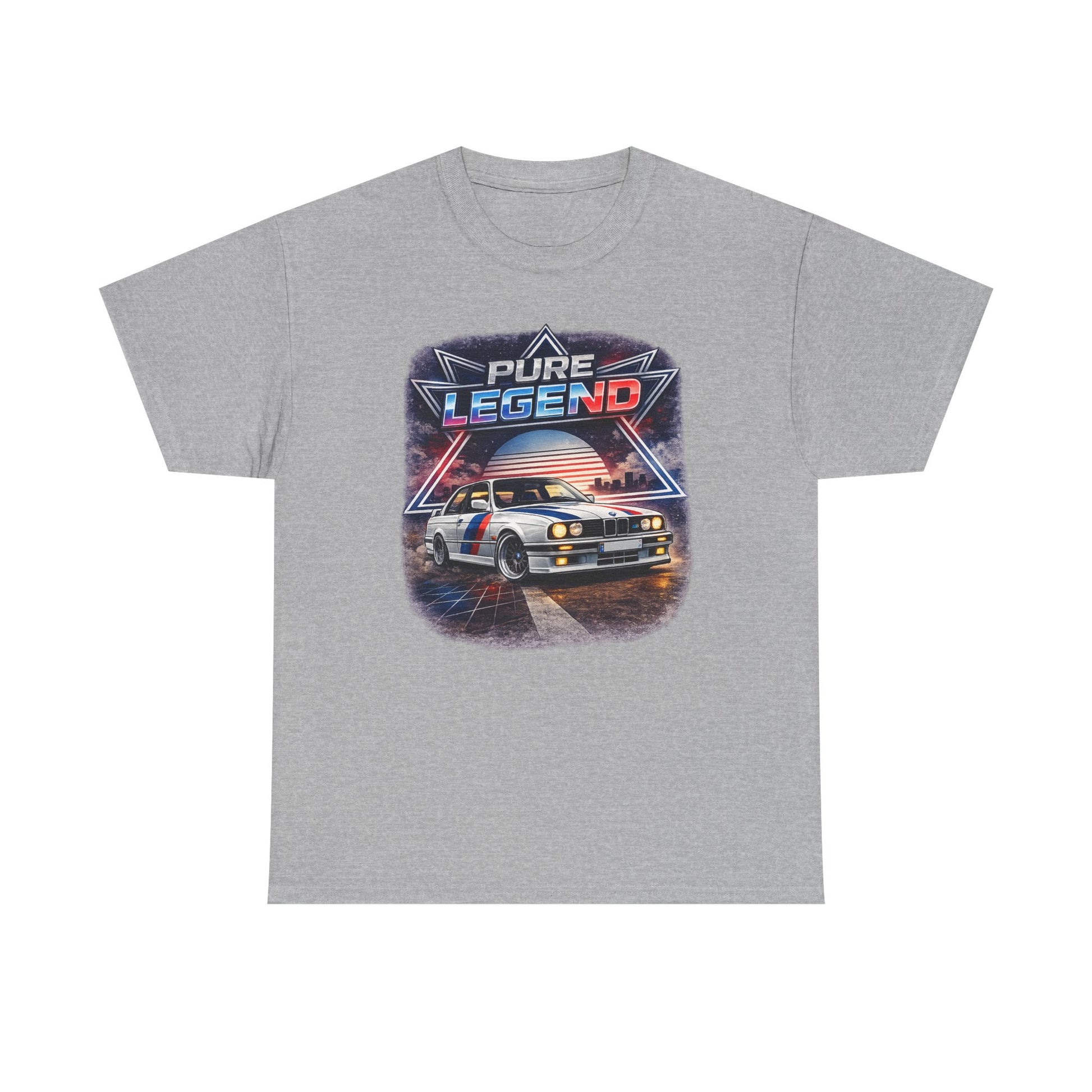 Šedé tričko s bílým BMW E30 v retro stylu