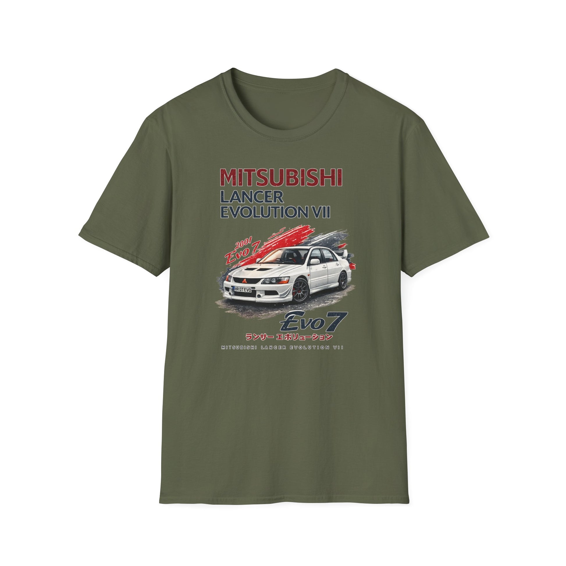 Zelené tričko s potiskem Mitsubishi Lancer Evolution VII